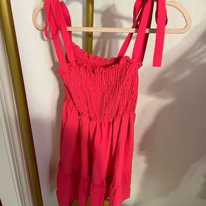 Pink tie shoulder dress